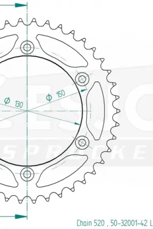 Aanbieding ESJOT - REAR STEEL LIGHT 42T, 520 - Sprockets - Lichtgewicht en duurzaam