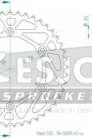 Laatste Versie ESJOT - REAR STEEL LIGHT 45T, 520 - Sprockets - Geschikt voor Honda en Yamaha
