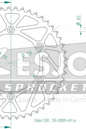 Rechtstreeks Van De Fabrikant ESJOT - REAR STEEL LIGHT 49T, 520 - Sprockets - Staal