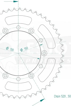 Koop Online ESJOT - REAR STEEL 51T, 520 - Sprockets - Compatibel met Honda en Yamaha