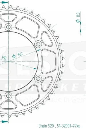 ESJOT - REAR ALU 47T, 520 - Sprockets - Aluminium Seizoensaanbieding