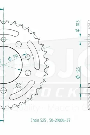 ESJOT - REAR STEEL 37T, 525 - Sprockets - Geschikt voor Honda en Triumph Merkproduct