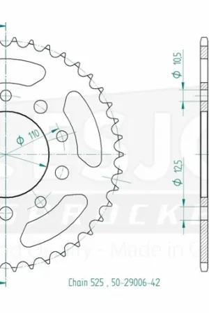 Wereldwijde Verzending ESJOT - REAR ALU 42T, 525 - Sprockets - Lichtgewicht Aluminium