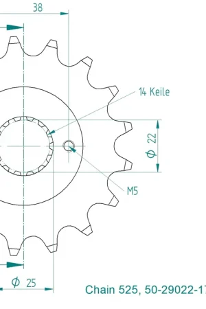 ESJOT - FRONT 17T, 525 - Sprockets - 17T Alleen Vandaag