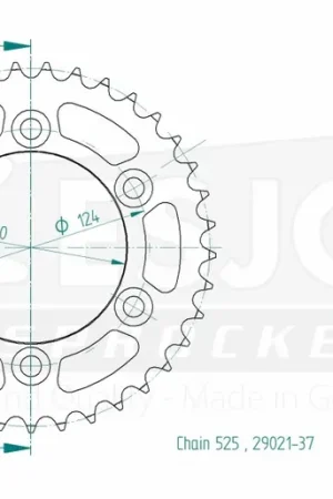 Handgemaakt ESJOT - REAR STEEL 37T, 525 - Sprockets - Geschikt voor Ducati