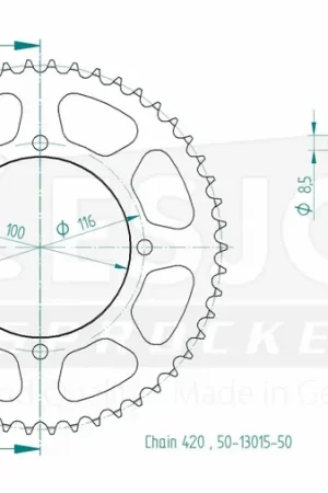 ESJOT - REAR STEEL 50T, 420 - Sprockets - Geschikt voor Kawasaki KX 80/85 Exclusieve Aanbieding