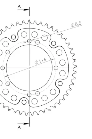 SUPERSPROX - REAR ALU 49T - Sprockets - Zwart, 420 Geld-Terug-Garantie