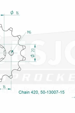ESJOT - FRONT 15T, 420 - Sprockets - Compatibiliteit met Kawasaki en Yamaha Gecertificeerd