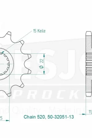 ESJOT - FRONT 13T, 520 - Sprockets - Hoge kwaliteit Beperkt Aanbod