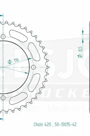 Flitsaanbieding ESJOT - REAR STEEL 42T, 420 - Sprockets - Compatibel met Kawasaki KX 80 en KX 85