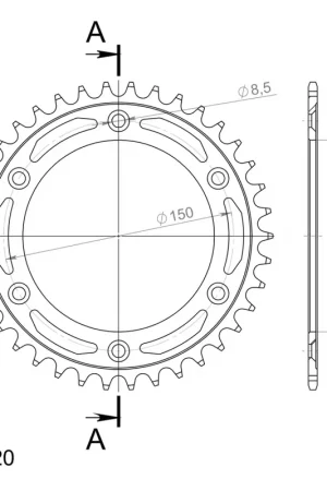 Korting SUPERSPROX - REAR STEEL 38T, BLACK, 520 - Sprockets - Staal