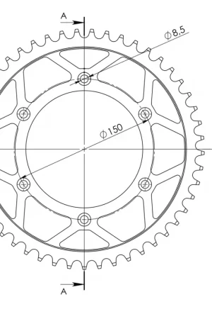 Ambachtelijk SUPERSPROX - REAR STEEL 49T, BLACK, 520 - Sprockets - Compatibel met Husqvarna en KTM