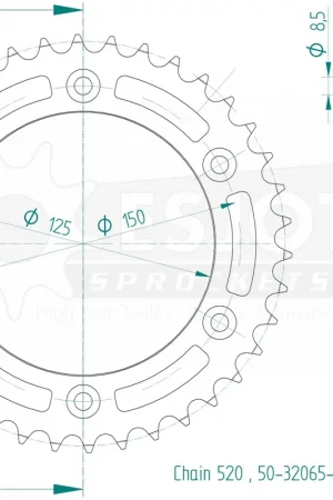 Plaats Bestelling ESJOT - REAR STEEL 38T, 520 - Sprockets - Hoogwaardig Staal