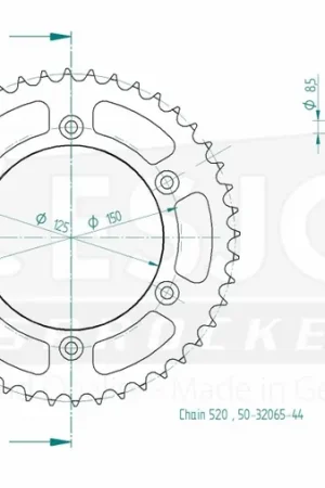 ESJOT - REAR STEEL 44T, 520 - Sprockets - Staal Superprijs