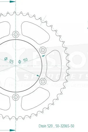 Handgemaakt ESJOT - REAR STEEL 50T, 520 - Sprockets - Hoge kwaliteit