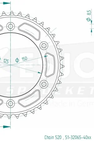 ESJOT - REAR ALU 40T, 520 - Sprockets - Lichtgewicht Aluminium Authentiek
