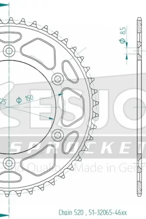 ESJOT - REAR ALU 46T, 520 - Sprockets - 46T Geld-Terug-Garantie