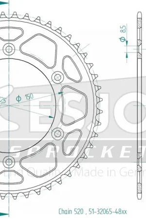 ESJOT - REAR ALU 48T, 520 - Sprockets - Kwaliteit en Prestaties Nieuw Model