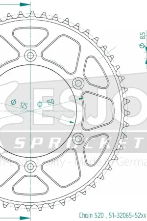ESJOT - REAR ALU 52T, 520 - Sprockets - Lichtgewicht Aluminium Finale Uitverkoop