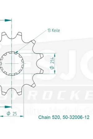 ESJOT - FRONT 12T, 520 - Sprockets - Voorzijde 12T Professioneel