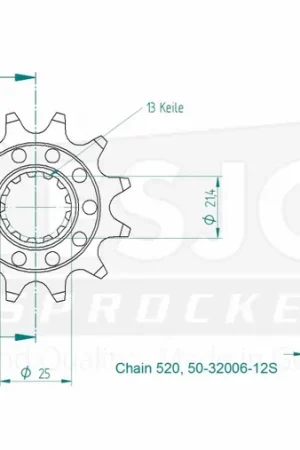 ESJOT - FRONT 12T, LIGHT, 520 - Sprockets - Lichtgewicht ontwerp Fabrieksprijs