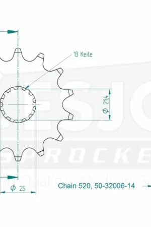 Topkwaliteit ESJOT - FRONT 14T, 520 - Sprockets - Compatibel met diverse modellen