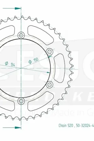 ESJOT - REAR STEEL 46T, 520 - Sprockets - Compatibel met Kawasaki en Suzuki Nieuw Model