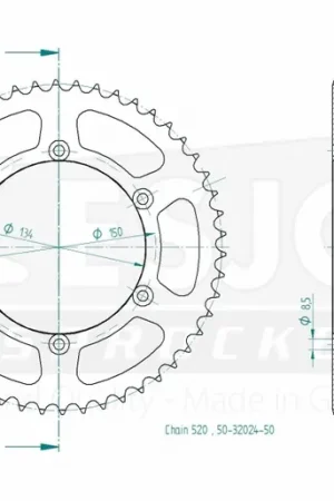 ESJOT - REAR STEEL 50T, 520 - Sprockets - Compatibel met Kawasaki en Suzuki Ambachtelijk