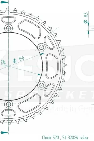 Plaats Bestelling ESJOT - REAR ALU 44T, 520 - Sprockets - 44T