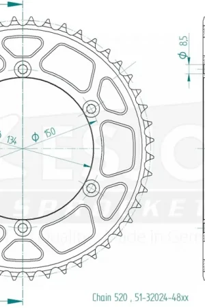 ESJOT - REAR ALU 48T, 520 - Sprockets - Lichtgewicht Bestseller