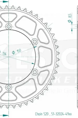 ESJOT - REAR ALU 49T - Sprockets - 520 Gratis Verzending