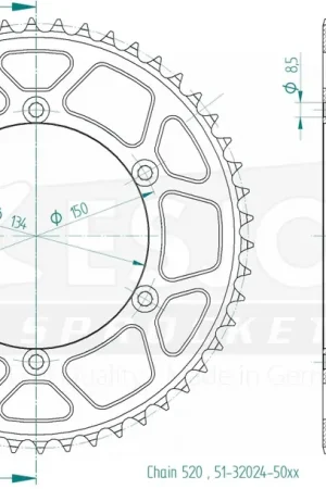 ESJOT - REAR ALU 50T, 520 - Sprockets - Alu 50T Rechtstreeks Van De Fabrikant