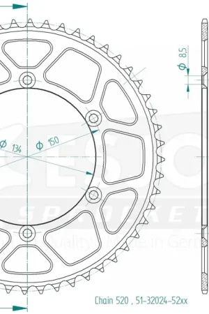 ESJOT - REAR ALU 52T - Sprockets - 520 Laatste Versie