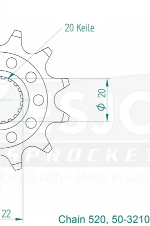 ESJOT - FRONT 12T, LIGHT, 520 - Sprockets - Compatibel met Yamaha WR en YZ Finale Uitverkoop