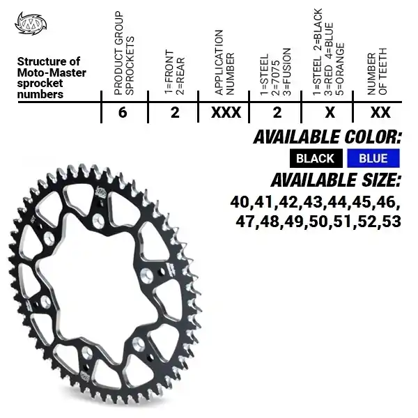 MOTO MASTER - REAR ALU 43T - Sprockets - Blauw 520 Betrouwbaar