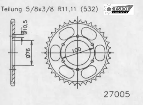 Gratis Verzending ESJOT - REAR STEEL 42T, 532 - Sprockets - Geschikt voor diverse Suzuki modellen