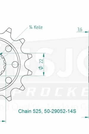 Flitsaanbieding ESJOT - FRONT LIGHT 14T - Sprockets - 525