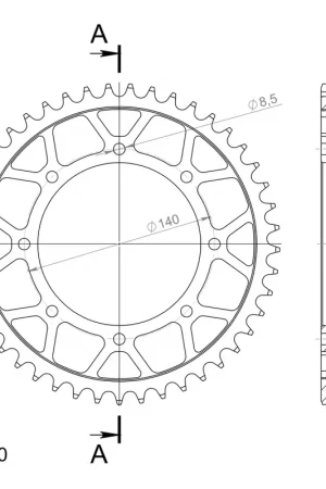 SUPERSPROX - REAR STEEL 46T - Sprockets - Zwart Populair