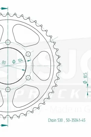 Aanbieding ESJOT - REAR STEEL 45T, 530 - Sprockets - Compatible with Kawasaki