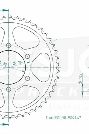 ESJOT - REAR STEEL 47T, 530 - Sprockets - Geschikt voor diverse Kawasaki-modellen Ambachtelijk