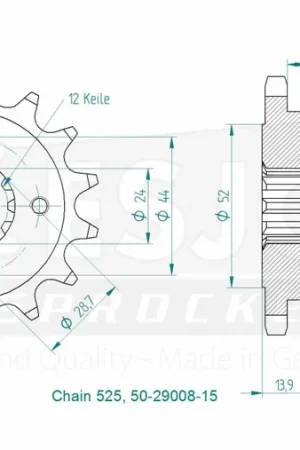ESJOT - FRONT 15T, 525 - Sprockets - 15T Populair