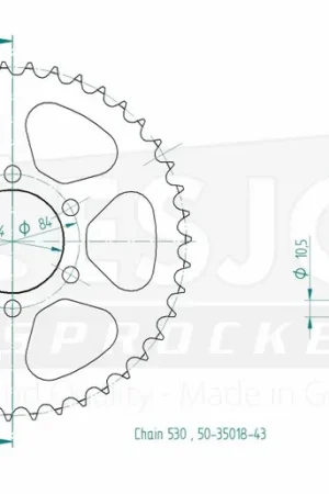 ESJOT - REAR STEEL 43T, 530 - Sprockets - Staalconstructie Luxe