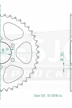 Tijdelijk Beschikbaar ESJOT - REAR STEEL 44T, 530 - Sprockets - Staal