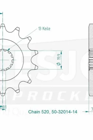 Gereduceerde Prijs ESJOT - FRONT 14T, 520 - Sprockets - Geschikt voor diverse voertuigen