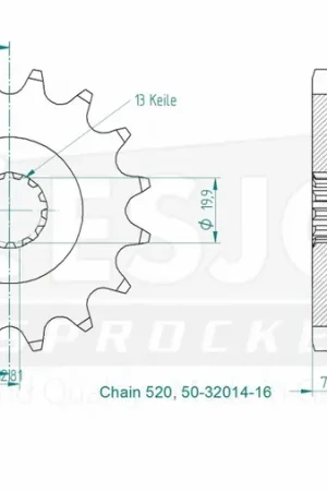 ESJOT - FRONT 16T, 520 - Sprockets - Compatibel met diverse Suzuki-modellen Professioneel