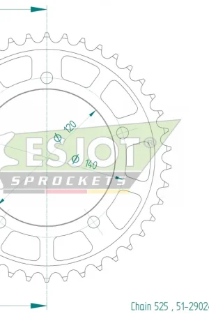 ESJOT - REAR ALU 42T, 525 - Sprockets - Lichtgewicht en Duurzaam Express Levering