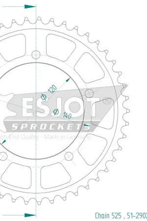 Op = Op ESJOT - REAR ALU 45T, 525 - Sprockets - Lichtgewicht en duurzaam