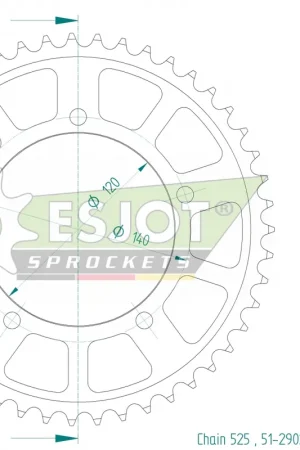 Op = Op ESJOT - REAR ALU 47T, 525 - Sprockets - Aluminium