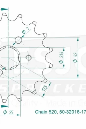 ESJOT - FRONT 17T, 520 - Sprockets - Compatibiliteit met Kawasaki en Yamaha Handgemaakt