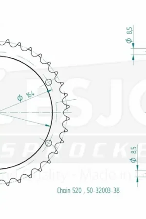 Meest Verkocht ESJOT - REAR STEEL 38T, 520 - Sprockets - Duurzaam en Betrouwbaar